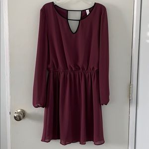 Wine long sleeve dress